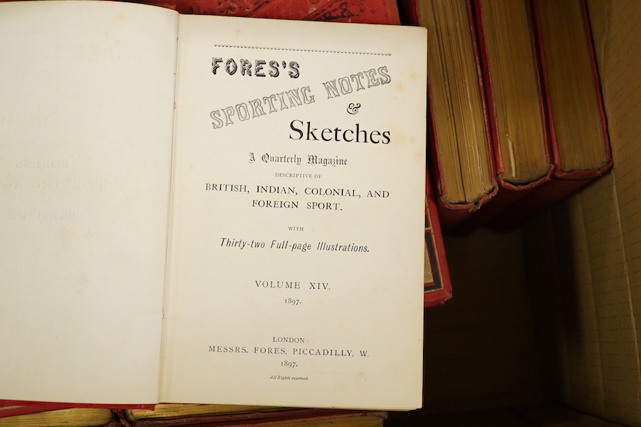 Fores's Sporting Notes & Sketches, vols. 1-24 (lacking vols. 17, 19 and 20). many tinted plates and other illus.; original cloth, cr.8vo. 1884-1907 (21)